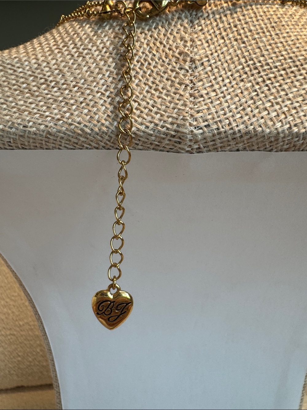 Betsey Johnson Gold-Tone Necklace with Pink Leopard Heart & Pink Crystal Crosss - Picture 3 of 4
